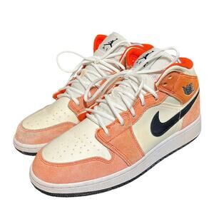 Nike Air Jordan 1 Mid Team Orange Black Sail White DV1336-800 Size 7Y 8.5 Womens